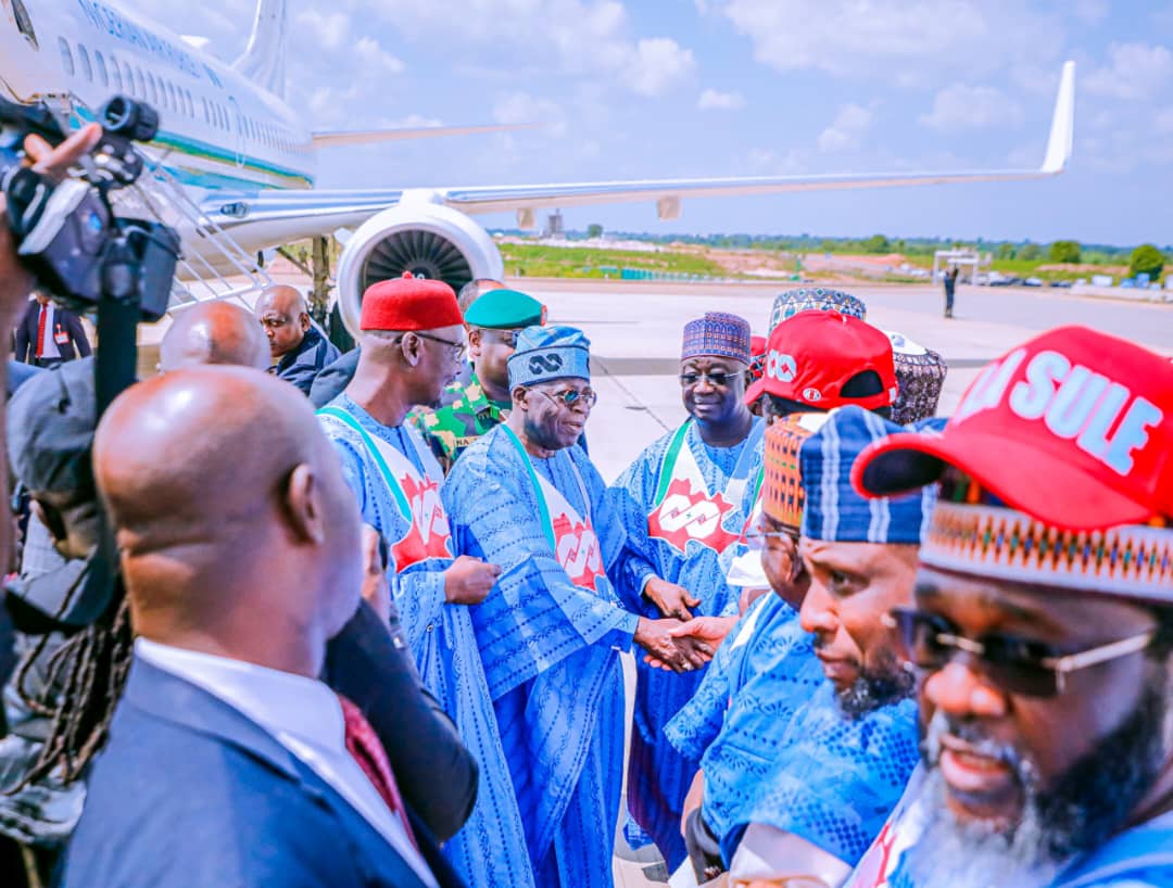 tinubu at lafia airport