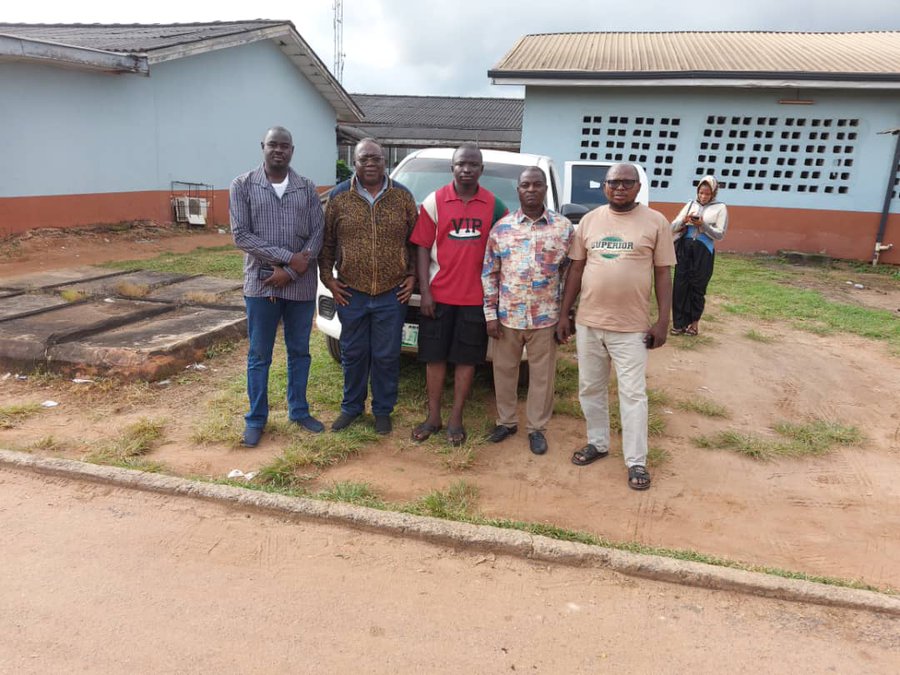 Dangote team with Mr Otabor centre husband of the victim