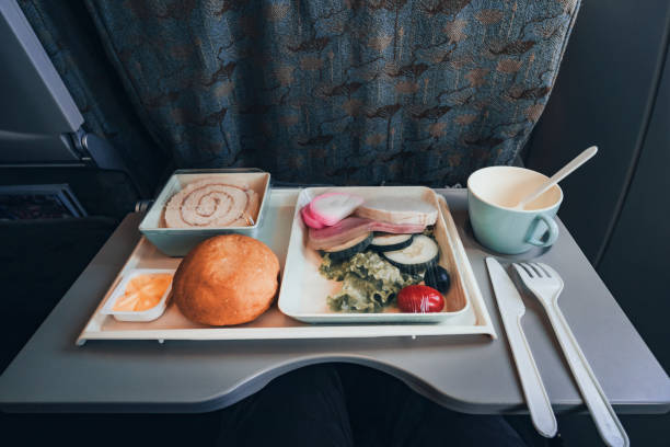 Close up of airplane food tray